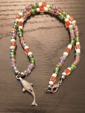 Glass Beaded Dolphin Necklace